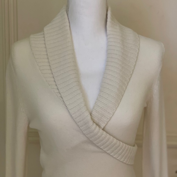 BCBG Cream Shawl Collar Sweater - Picture 2 of 13